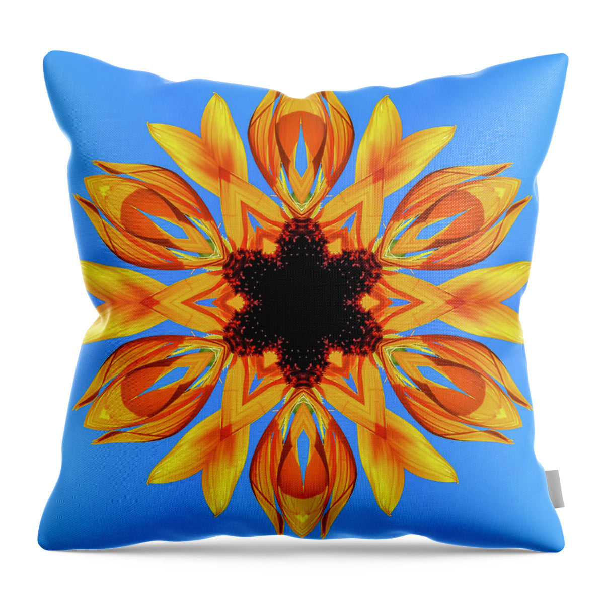 Sunflower Blues Mandala - Throw Pillow