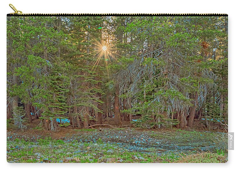 Sunrays Peeking Through the Pines in Yosemite  - Zip Pouch