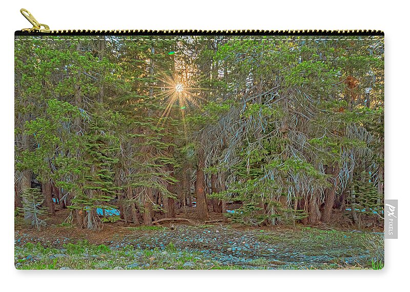 Sunrays Peeking Through the Pines in Yosemite  - Zip Pouch