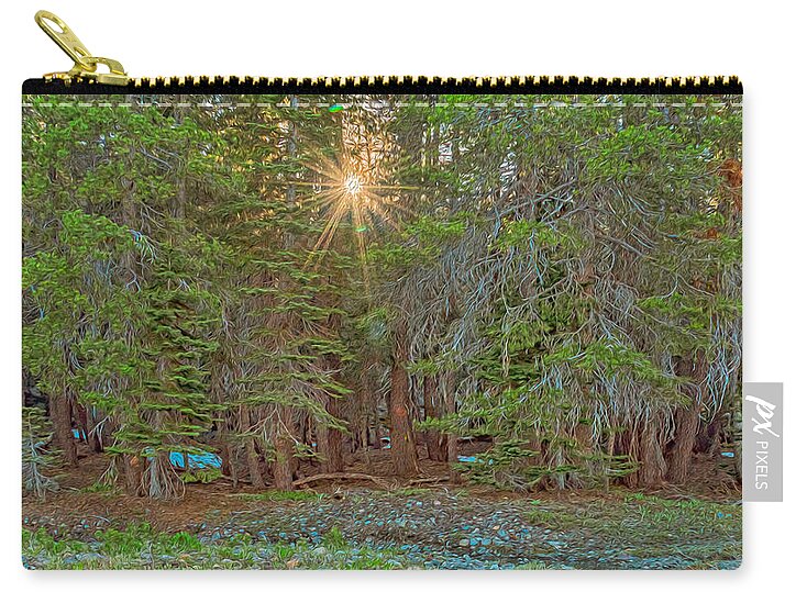 Sunrays Peeking Through the Pines in Yosemite  - Zip Pouch