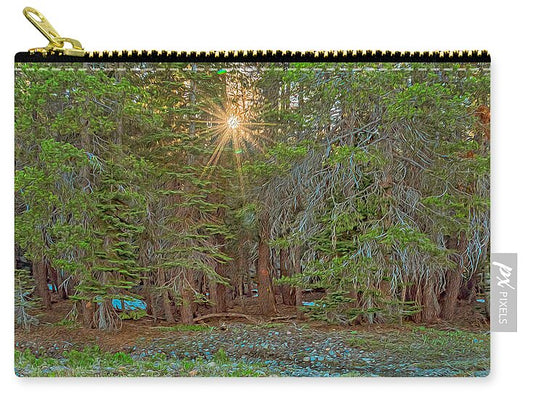 Sunrays Peeking Through the Pines in Yosemite  - Zip Pouch