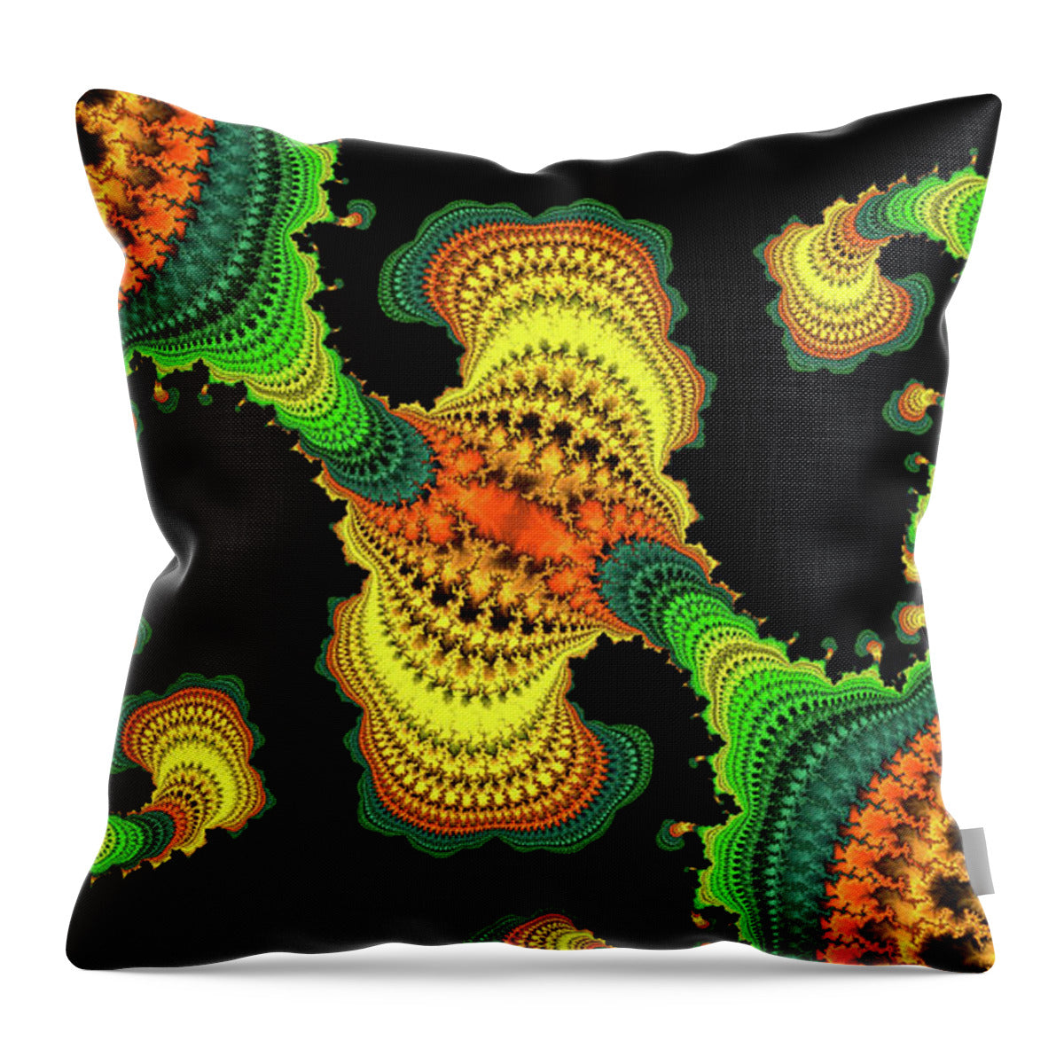 Swirls of Digital Fractals - Throw Pillow