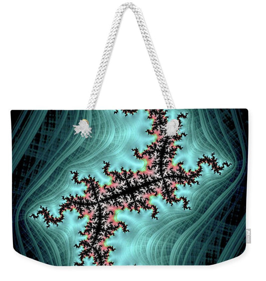 Teal and Black Spectrum Fractals - Weekender Tote Bag
