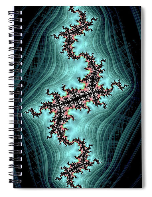 Teal and Black Spectrum Fractals - Spiral Notebook