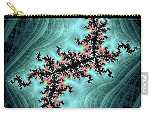 Teal and Black Spectrum Fractals - Zip Pouch