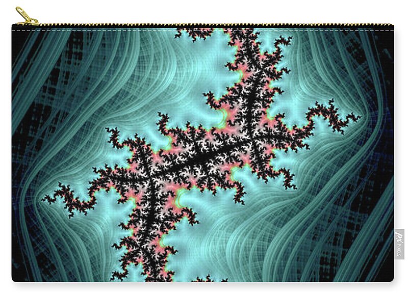 Teal and Black Spectrum Fractals - Zip Pouch
