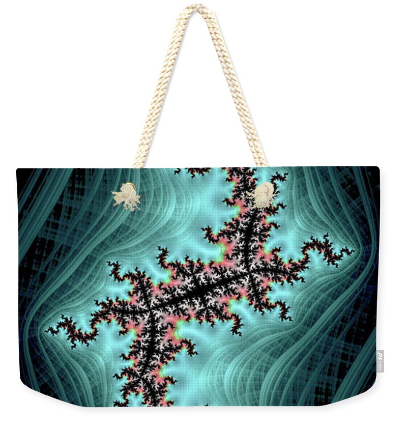 Teal and Black Spectrum Fractals - Weekender Tote Bag