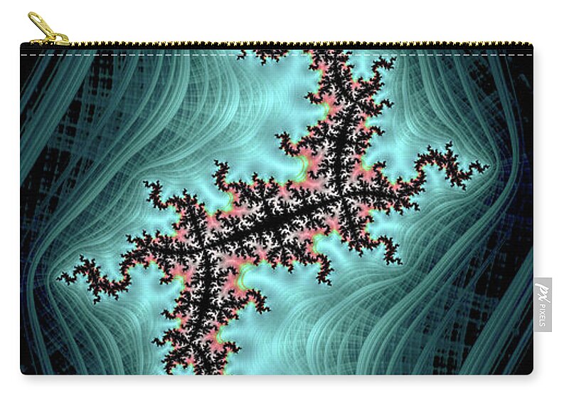 Teal and Black Spectrum Fractals - Zip Pouch