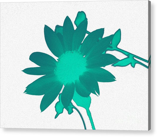 Teal Artistic Sunflower Painting - Acrylic Print