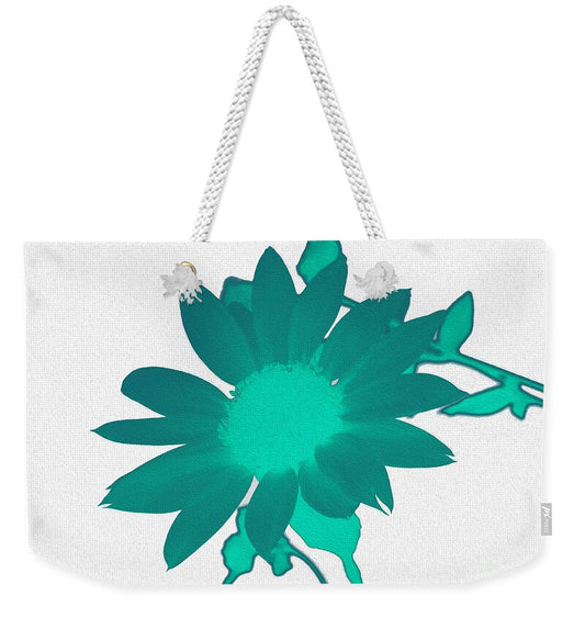 Teal Artistic Sunflower Painting - Weekender Tote Bag