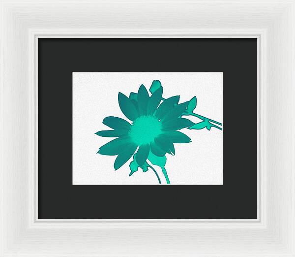 Teal Artistic Sunflower Painting - Framed Print