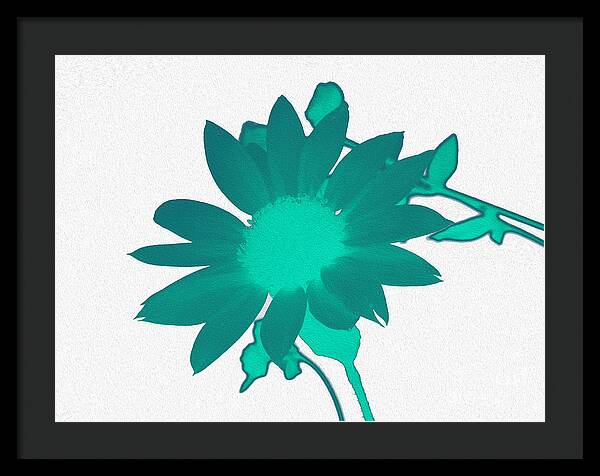 Teal Artistic Sunflower Painting - Framed Print