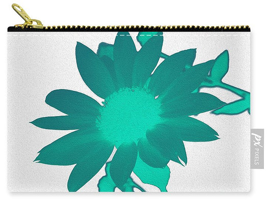 Teal Artistic Sunflower Painting - Zip Pouch