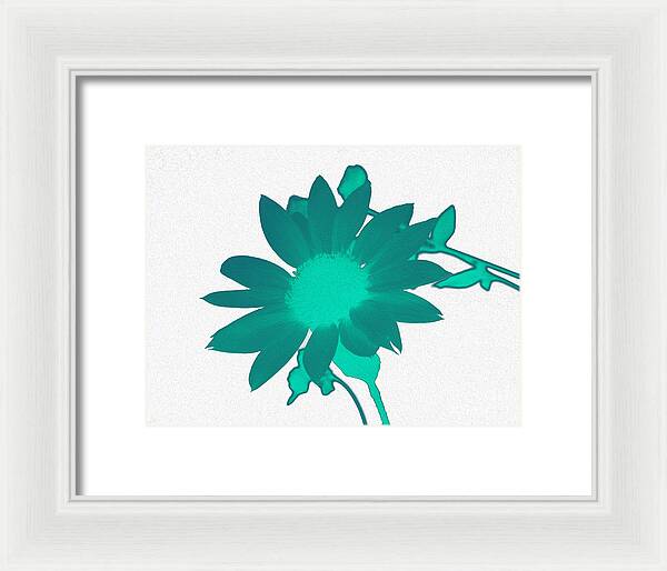 Teal Artistic Sunflower Painting - Framed Print