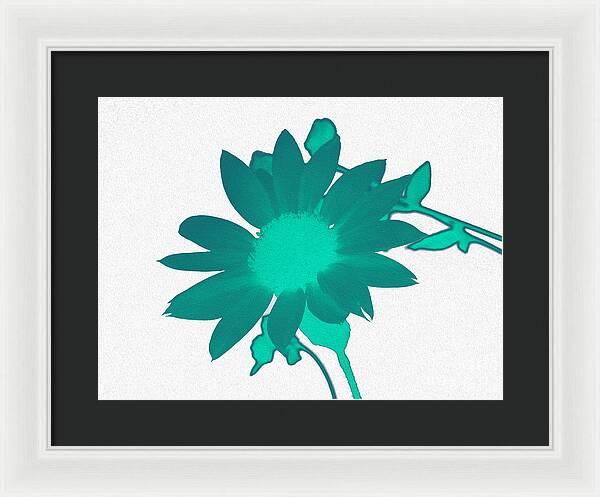 Teal Artistic Sunflower Painting - Framed Print