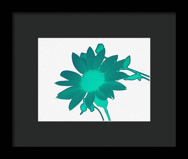 Teal Artistic Sunflower Painting - Framed Print