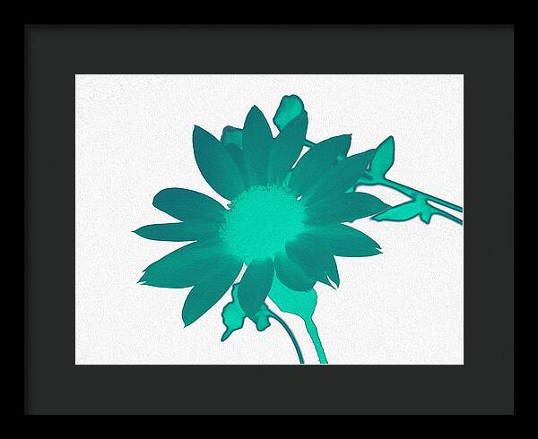 Teal Artistic Sunflower Painting - Framed Print