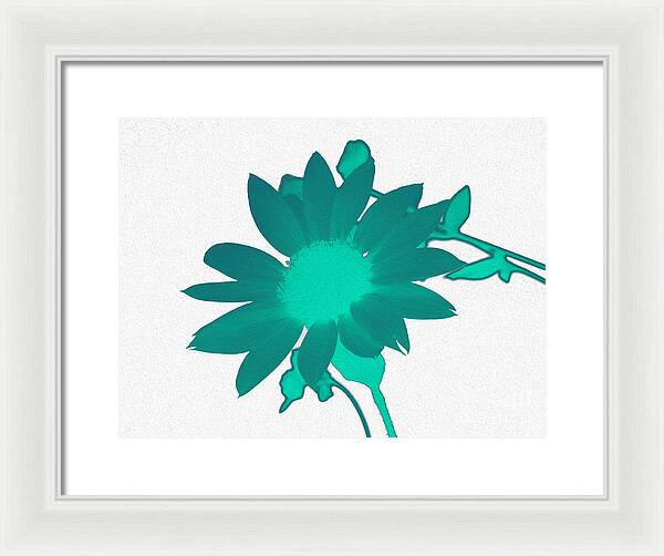 Teal Artistic Sunflower Painting - Framed Print