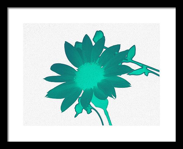 Teal Artistic Sunflower Painting - Framed Print