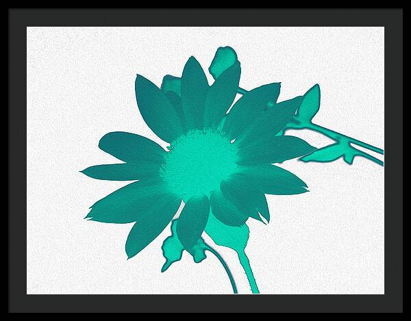 Teal Artistic Sunflower Painting - Framed Print