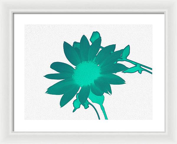 Teal Artistic Sunflower Painting - Framed Print