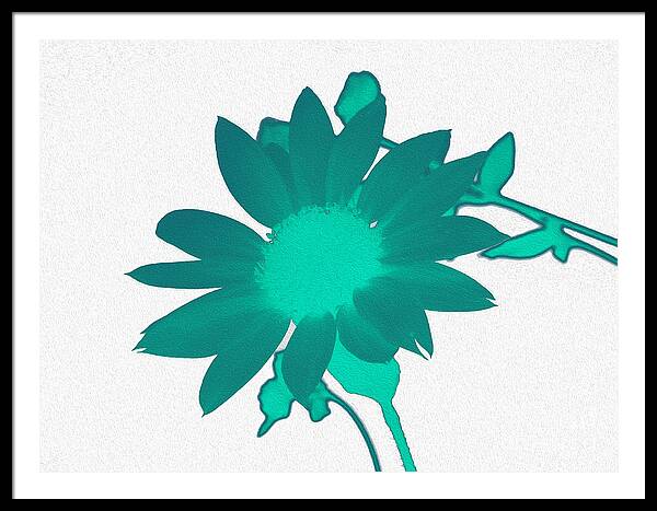 Teal Artistic Sunflower Painting - Framed Print