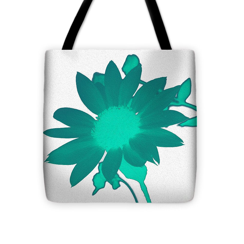 Teal Artistic Sunflower Painting - Tote Bag