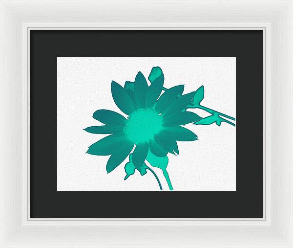 Teal Artistic Sunflower Painting - Framed Print