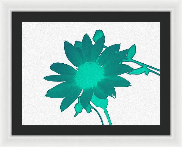 Teal Artistic Sunflower Painting - Framed Print
