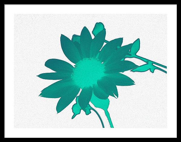 Teal Artistic Sunflower Painting - Framed Print
