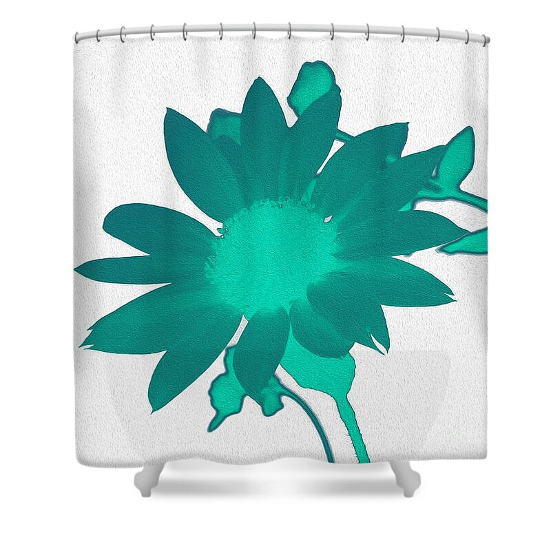Teal Artistic Sunflower Painting - Shower Curtain