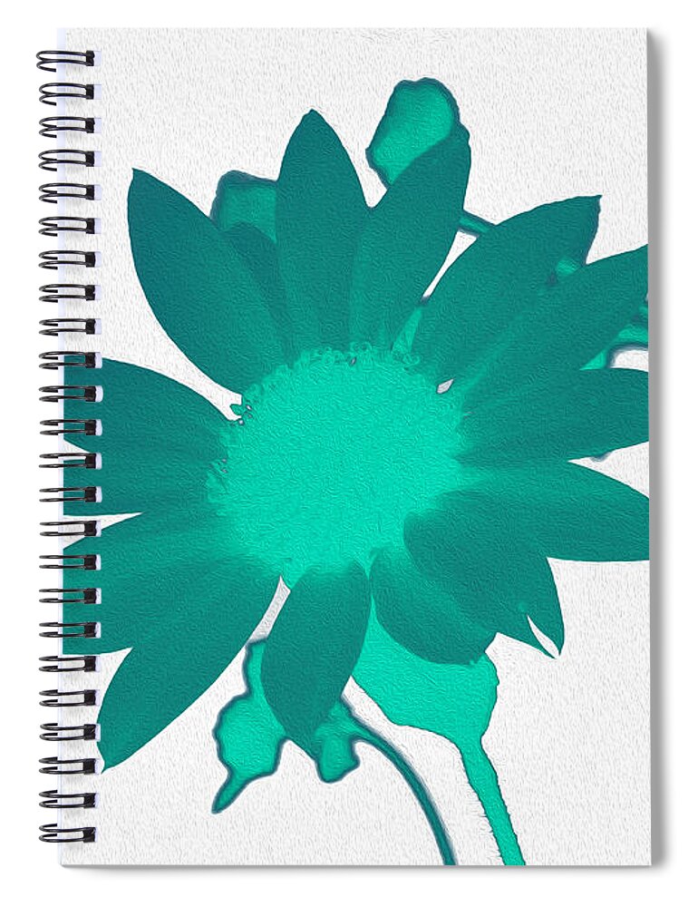 Teal Artistic Sunflower Painting - Spiral Notebook