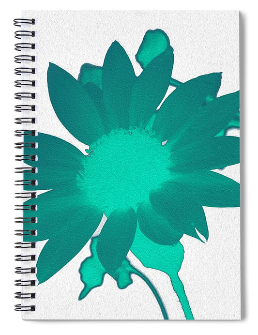 Teal Artistic Sunflower Painting - Spiral Notebook