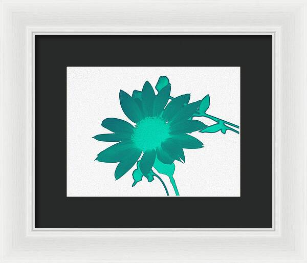 Teal Artistic Sunflower Painting - Framed Print