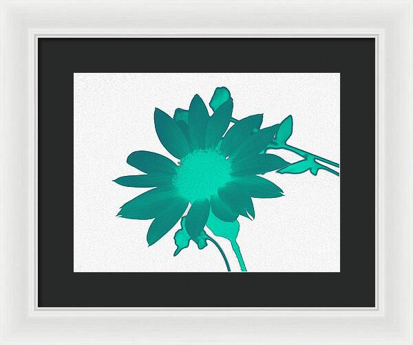 Teal Artistic Sunflower Painting - Framed Print