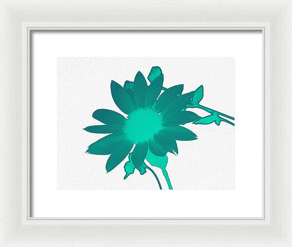 Teal Artistic Sunflower Painting - Framed Print