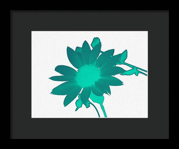 Teal Artistic Sunflower Painting - Framed Print