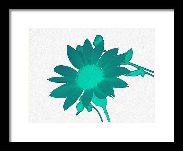 Teal Artistic Sunflower Painting - Framed Print