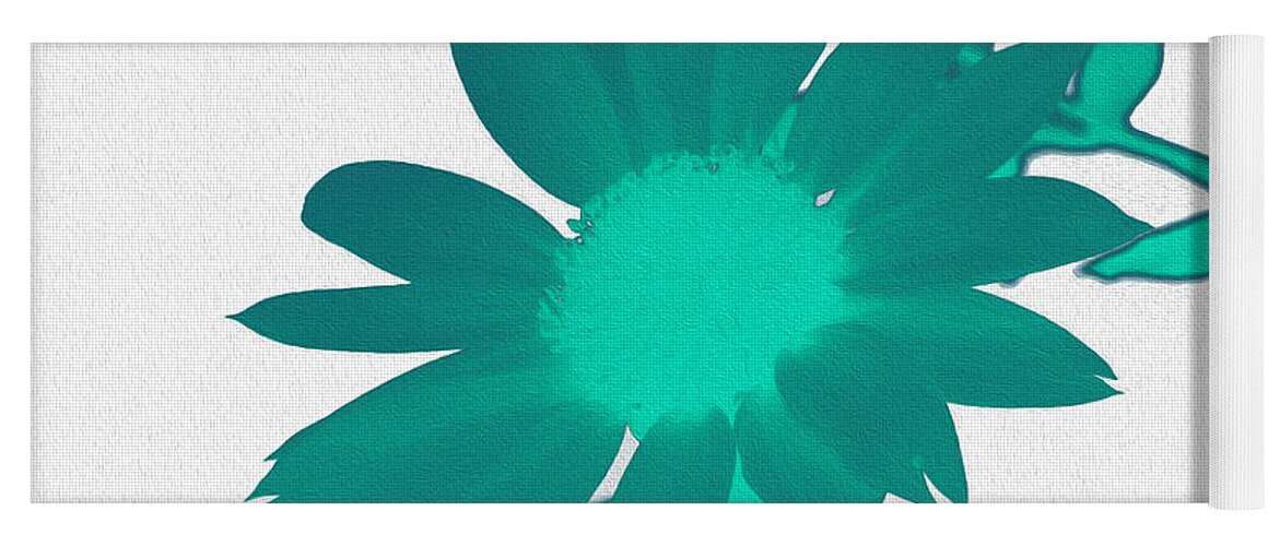 Teal Artistic Sunflower Painting - Yoga Mat