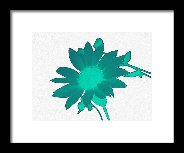 Teal Artistic Sunflower Painting - Framed Print