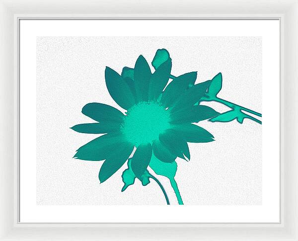 Teal Artistic Sunflower Painting - Framed Print