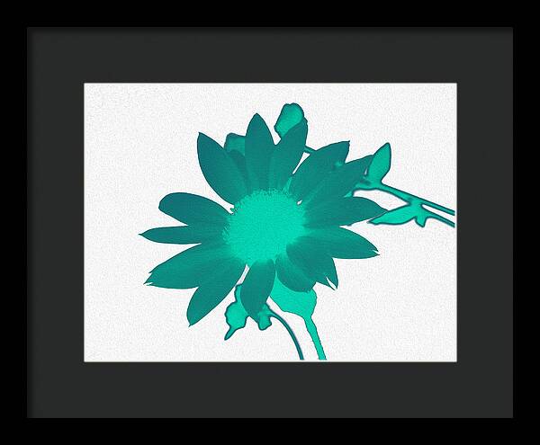 Teal Artistic Sunflower Painting - Framed Print