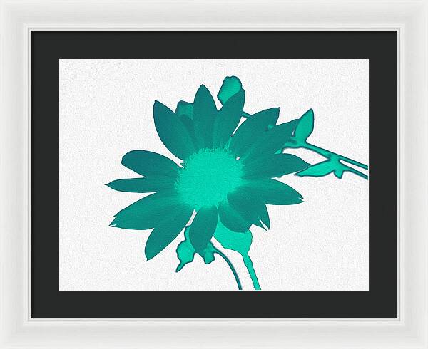 Teal Artistic Sunflower Painting - Framed Print