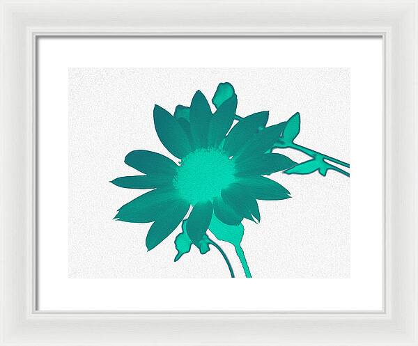 Teal Artistic Sunflower Painting - Framed Print