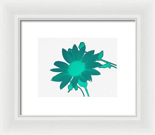 Teal Artistic Sunflower Painting - Framed Print