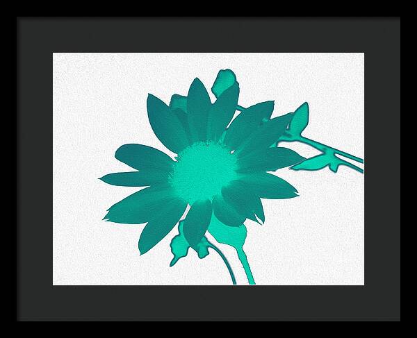 Teal Artistic Sunflower Painting - Framed Print