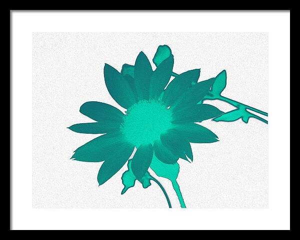 Teal Artistic Sunflower Painting - Framed Print