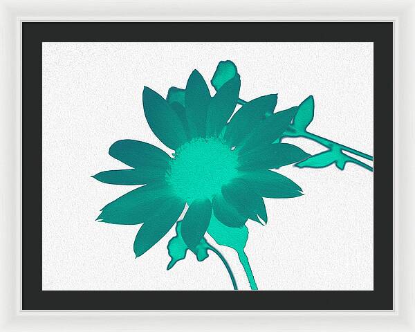 Teal Artistic Sunflower Painting - Framed Print