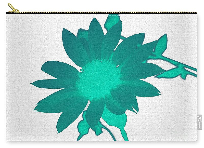Teal Artistic Sunflower Painting - Zip Pouch