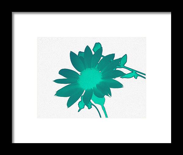 Teal Artistic Sunflower Painting - Framed Print